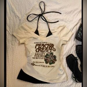 Peach Graphic Cream Women's Top